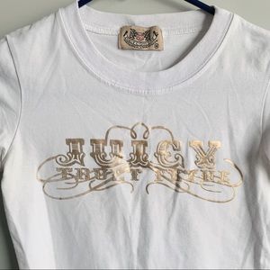 Vintage Juicy Couture Gold Logo Baby Tee